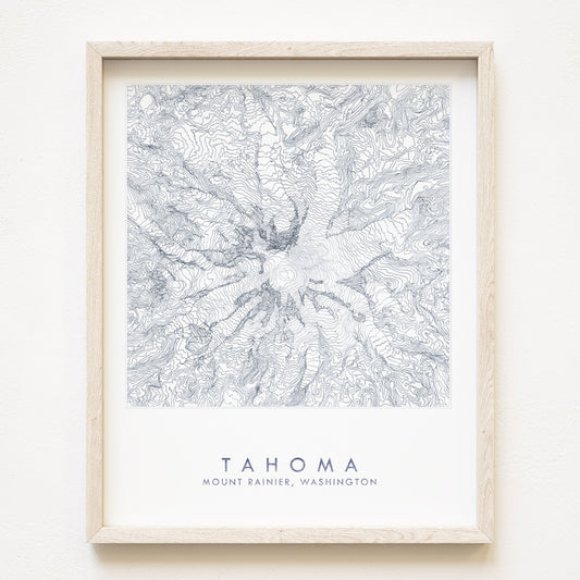 Mount Tahoma Topo Lines Art Print 16x20