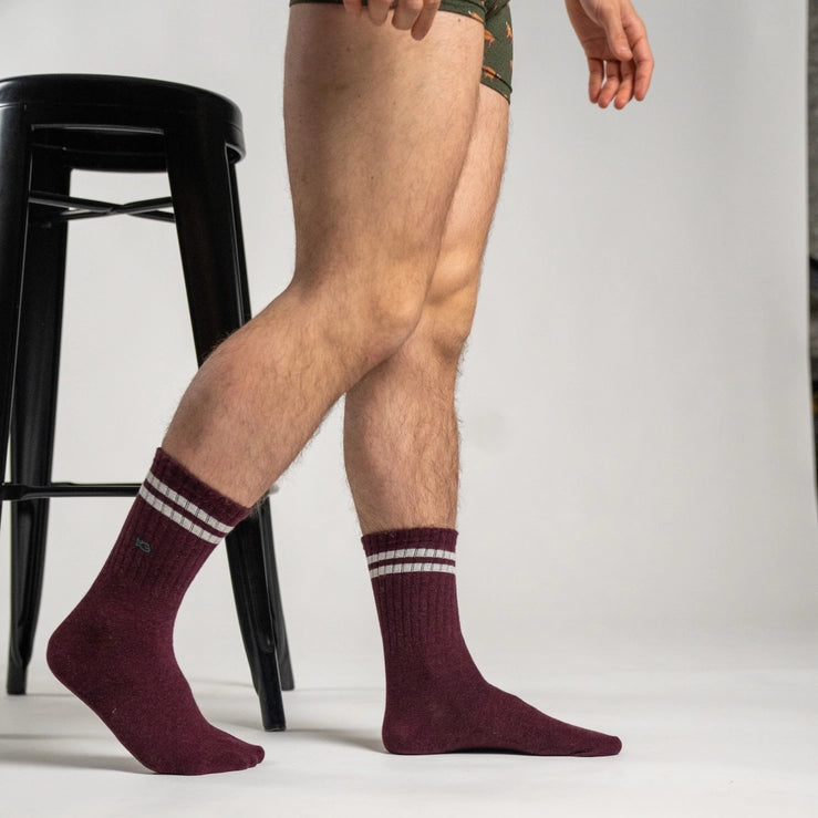 Combed Cotton Socks, Burgundy