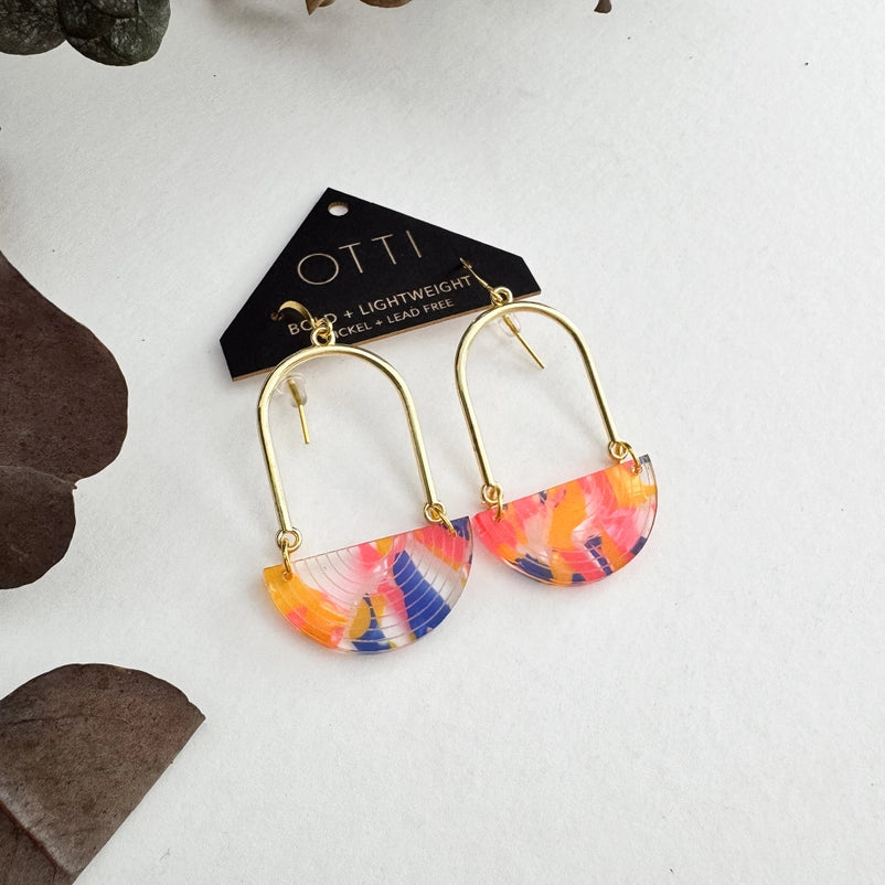 Half-Moon Earrings, Rainbow Sherbet