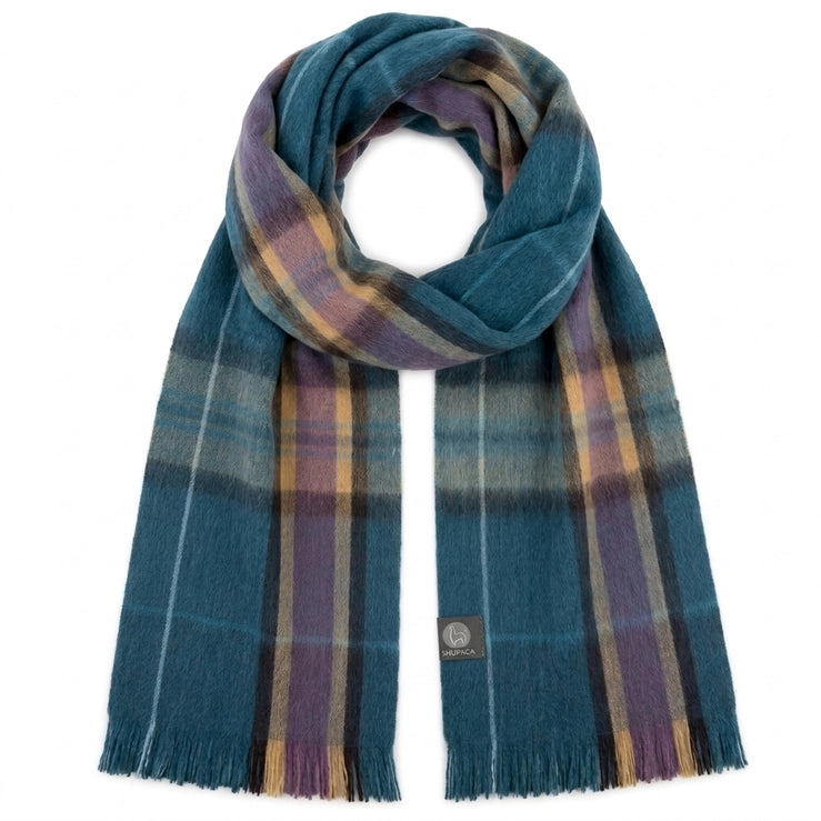 Alpaca Tartan Scarf, Abyss