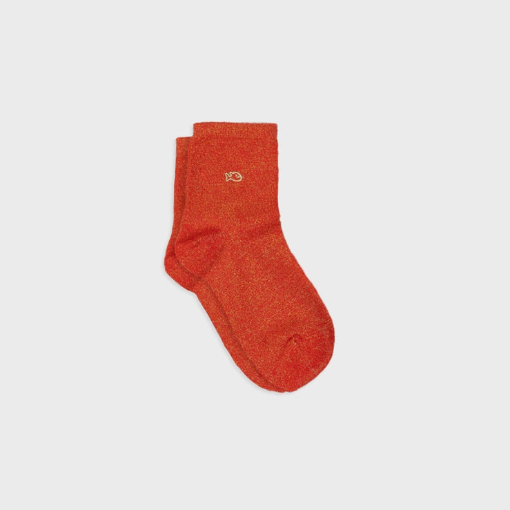 Combed Cotton Sparkly Socks, Orange