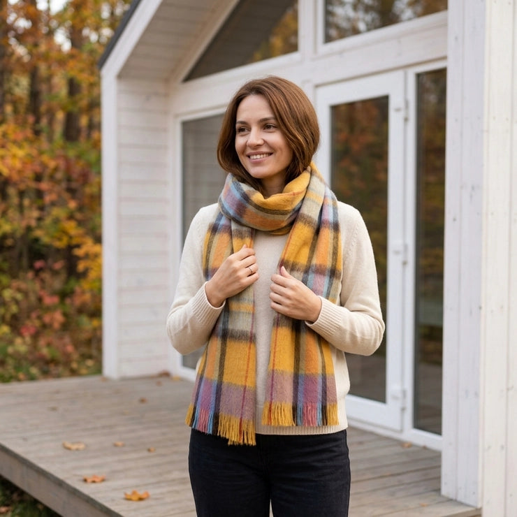 Alpaca Tartan Scarf, Sundown