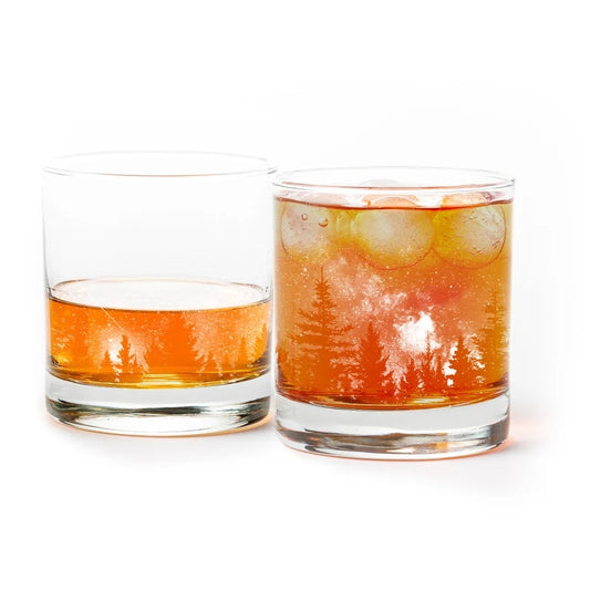 Stars and Night Landscape Whiskey Glass