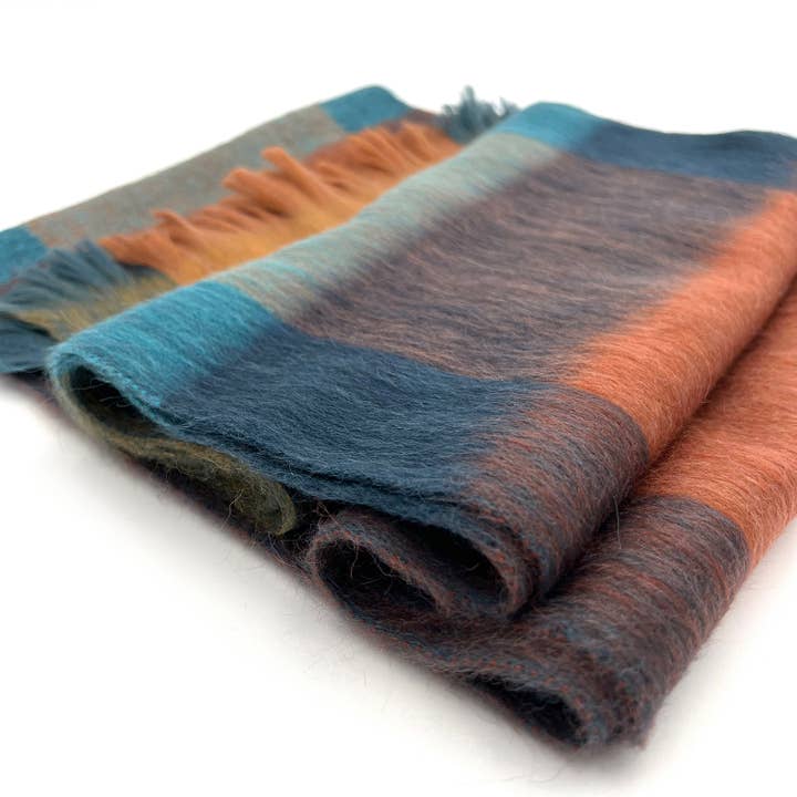 Alpaca Plaid Scarf, Rustic Dune
