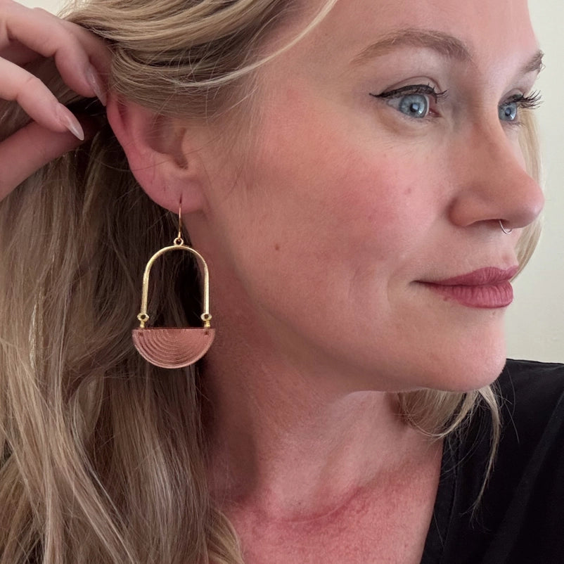 Half-Moon Earrings, Rose Gold