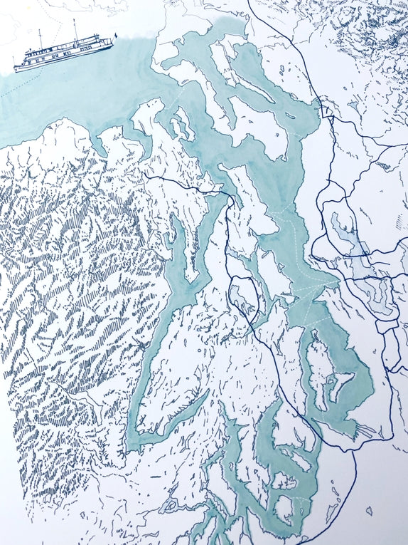 Puget Sound Topo Print 13x19