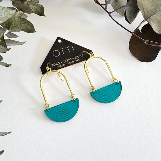Half-Moon Earrings, Teal