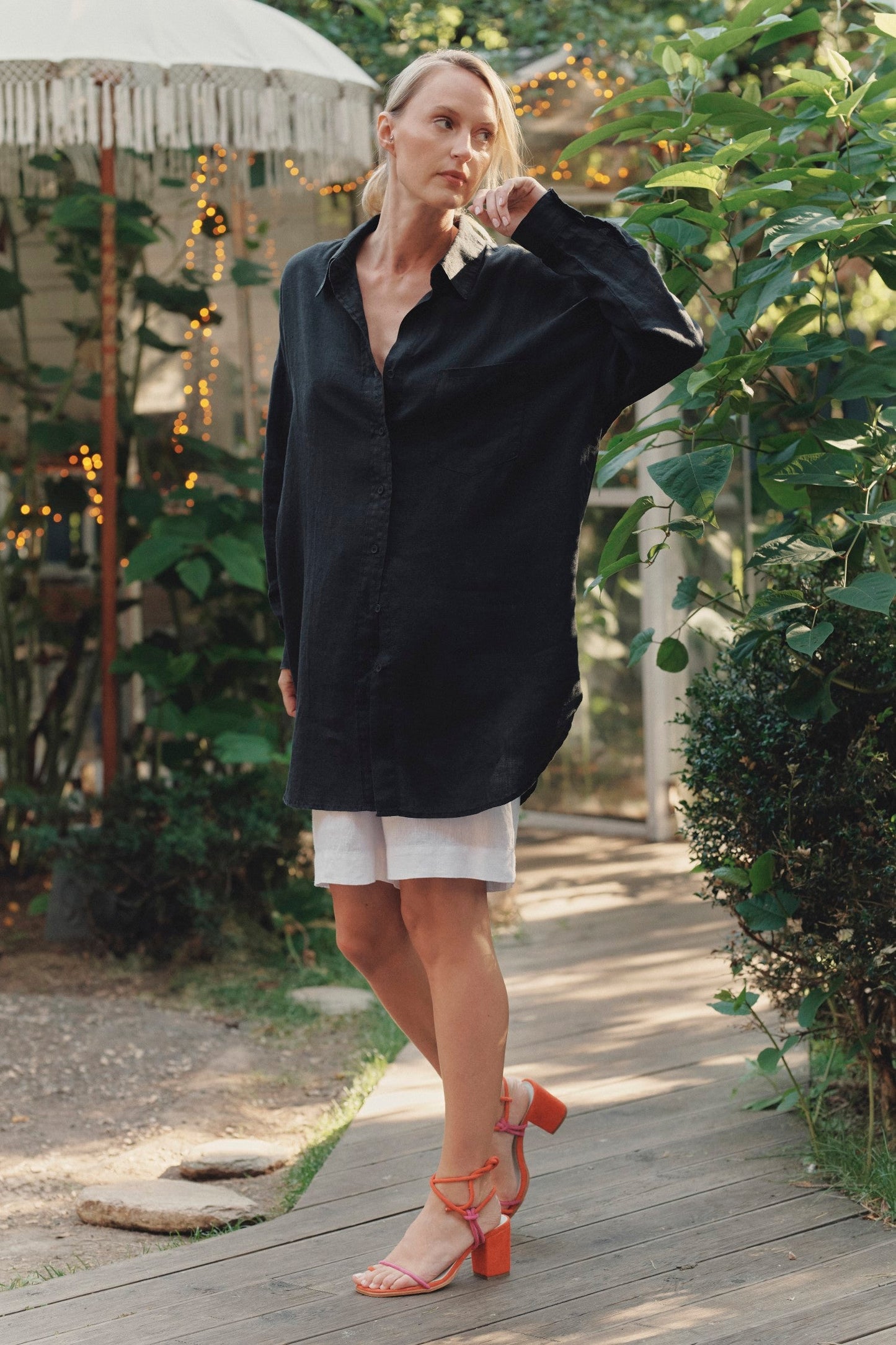 Black Linen Rondo Shirt