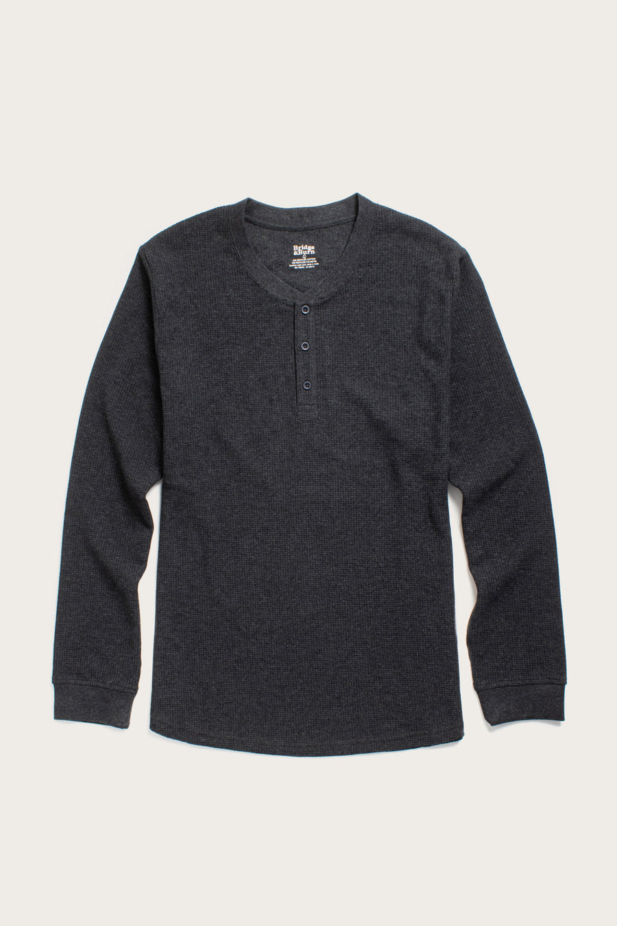 Recycled Waffle Henley Shirt in Charcoal Melange