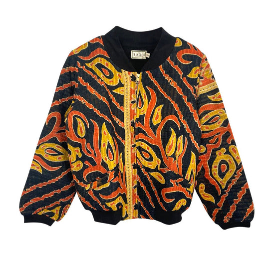 Fire Vintage Kantha Bomber Jacket, Medium