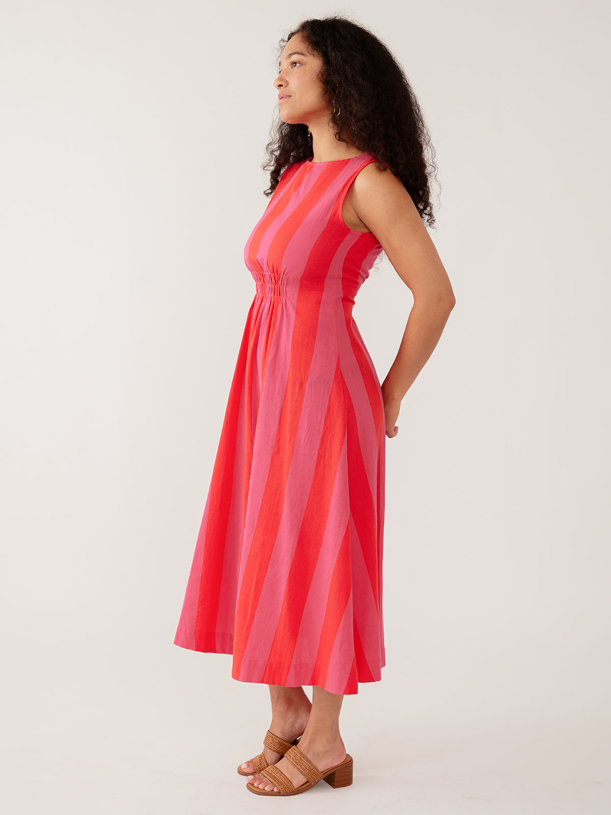 Artsy Traveler Midi Dress - Pink/Red