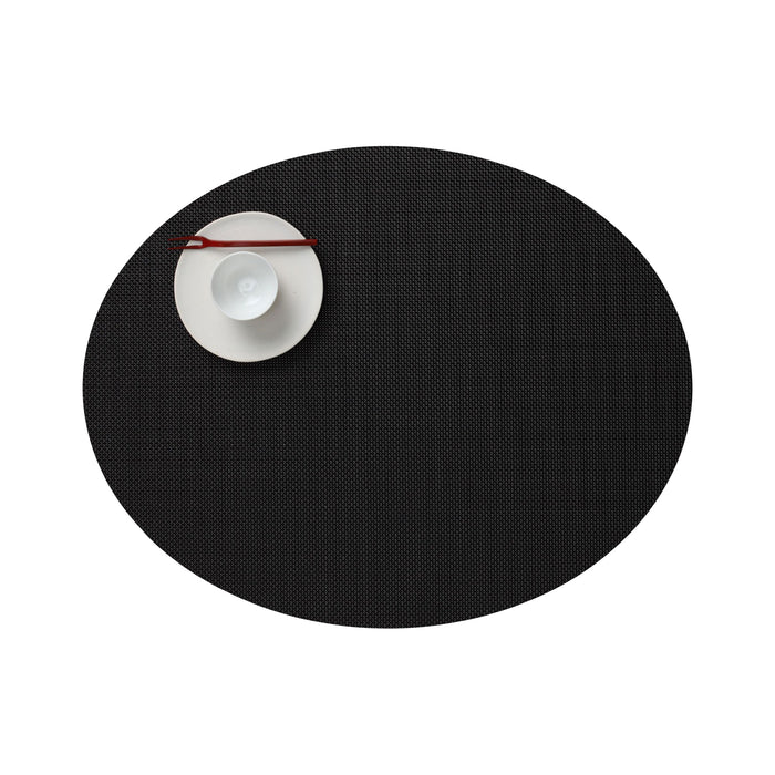 Placemat Mini-Basketweave Black Oval 14x19