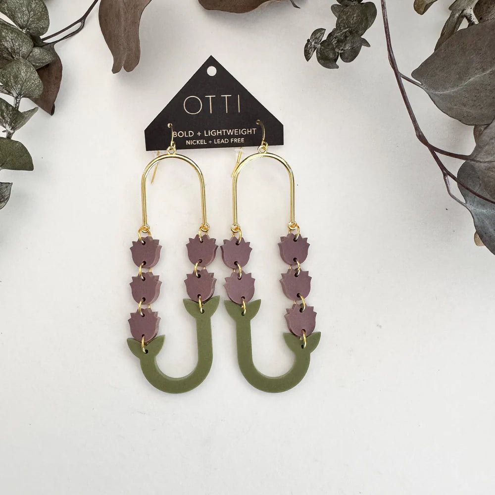 Botanical Acrylic Earrings, Lavender