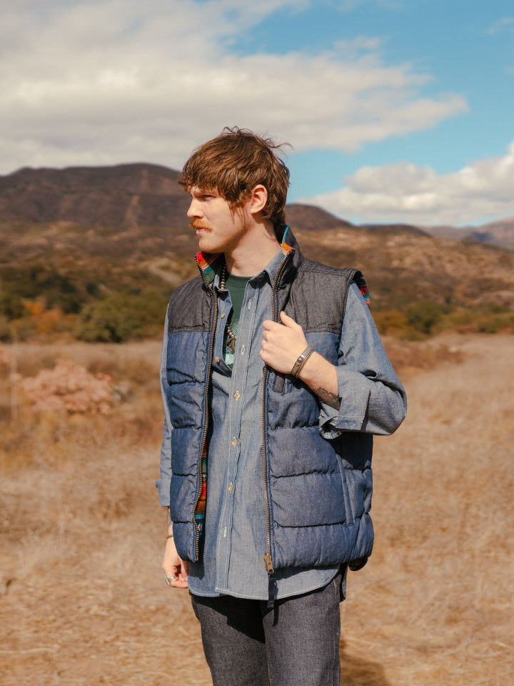 Reversible Denim + Fleece Vest