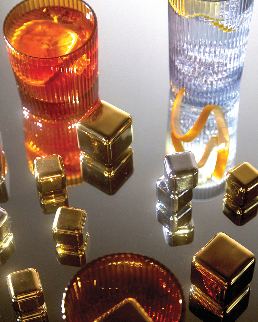 THE RUBY CUBES IN GOLD GOLD COCKTAIL CHILLERS - SET OF 4