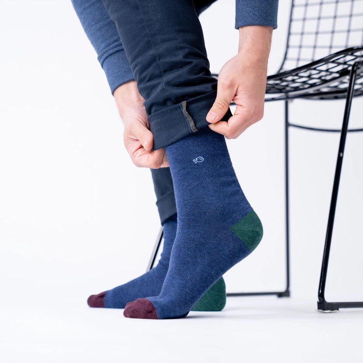 Combed Cotton Socks, Navy