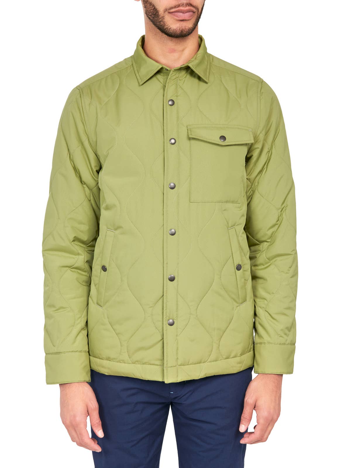 Solid Quilted Shirt in Green