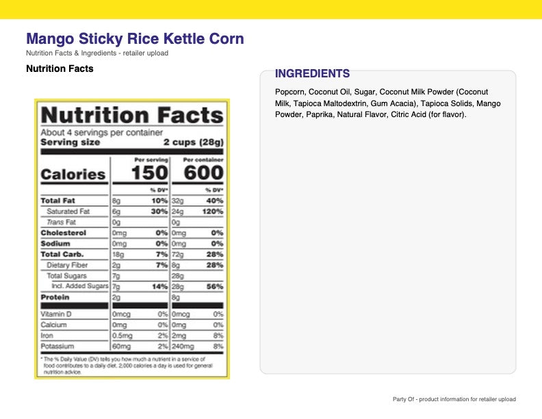 Gluten Free Mango Sticky Rice Kettle Corn, 4 oz