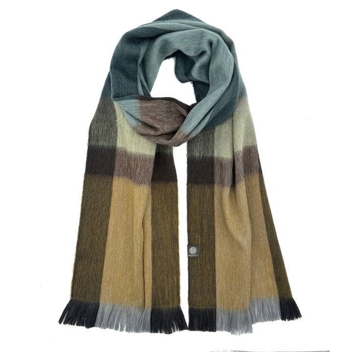 Alpaca Plaid Scarf, Golden Coast