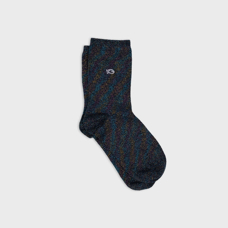 Combed Cotton Sparkly Socks, Black