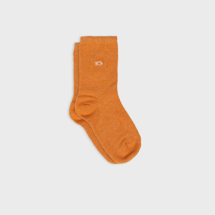 Solid Combed Cotton Sparkly Socks, Orange