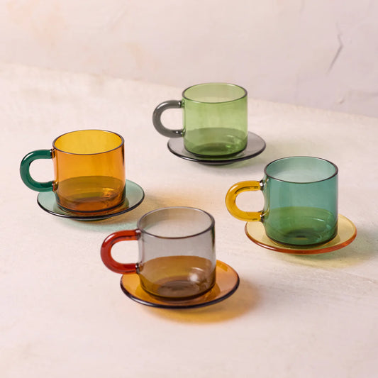 Niko Espresso Cup + Saucer, Green + Grey
