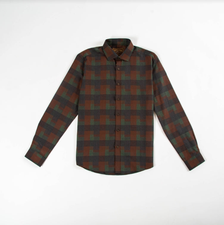 Army Plaid Long Sleeve Woven Shirt