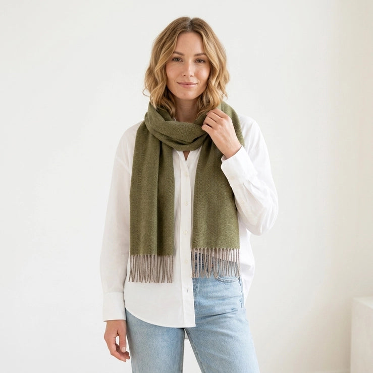 100% Baby Alpaca Scarf, Olive