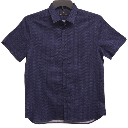 Short Sleeve Cotton Button Down, Blue Print