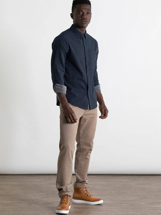 Sutton Slim Shirt in Navy Dobby