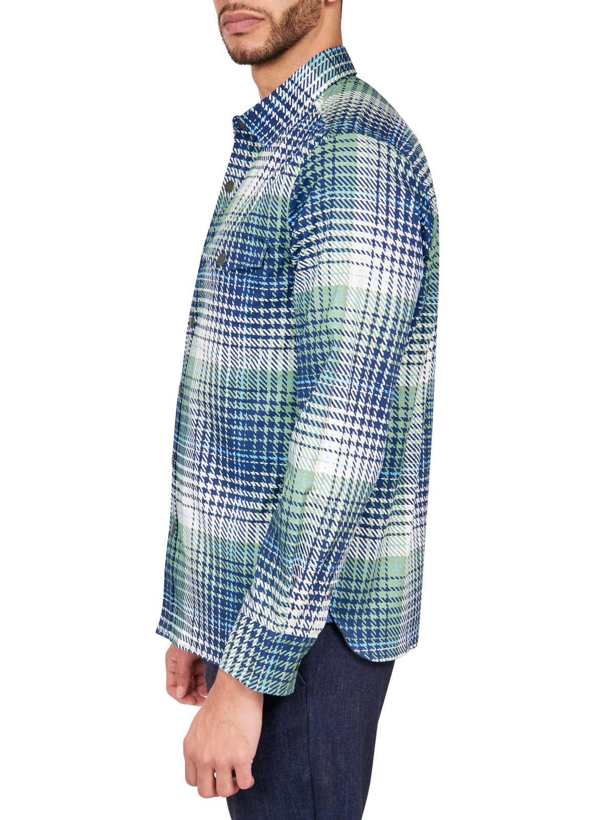 Large Plaid Shirt Jacket in Green