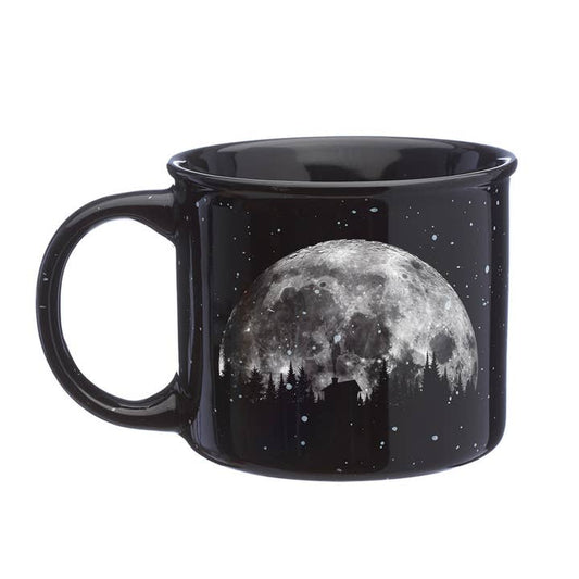 Moon and Cabin Ceramic Campfire Mug