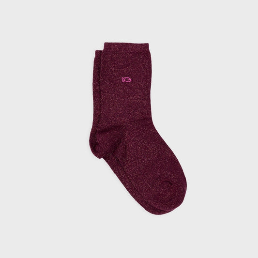 Combed Cotton Sparkly Socks, Wine