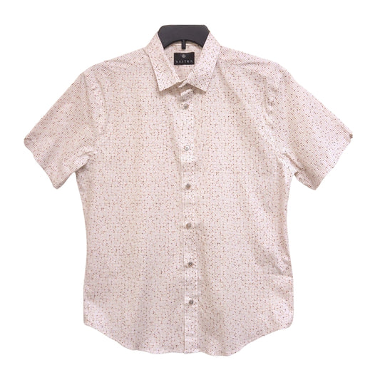 Short Sleeve Cotton Button Down, Blush Print