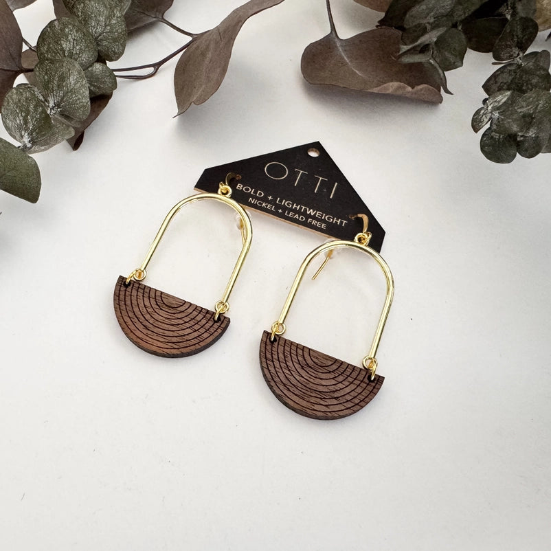 Half-Moon Earrings, Walnut