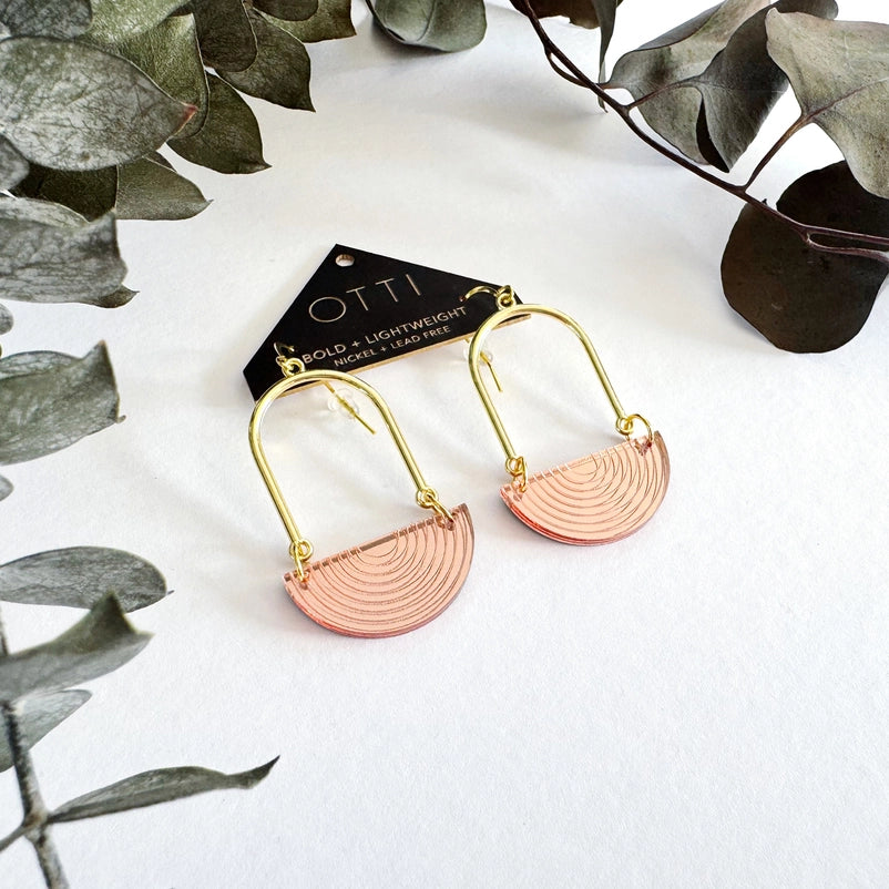 Half-Moon Earrings, Rose Gold