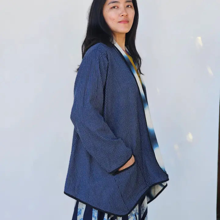 Usha Rev Jkt - Shibori Blurry Dots Bl
