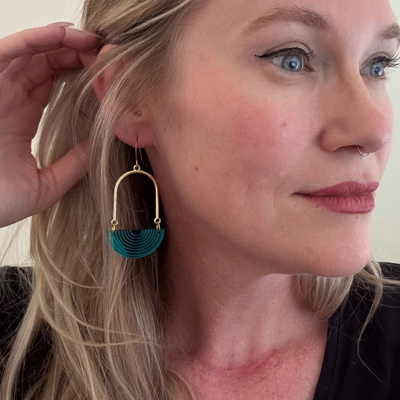 Half-Moon Earrings, Teal