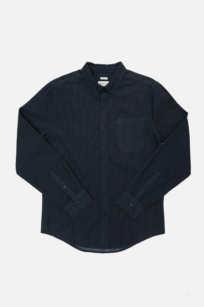 Sutton Slim Shirt in Navy Dobby