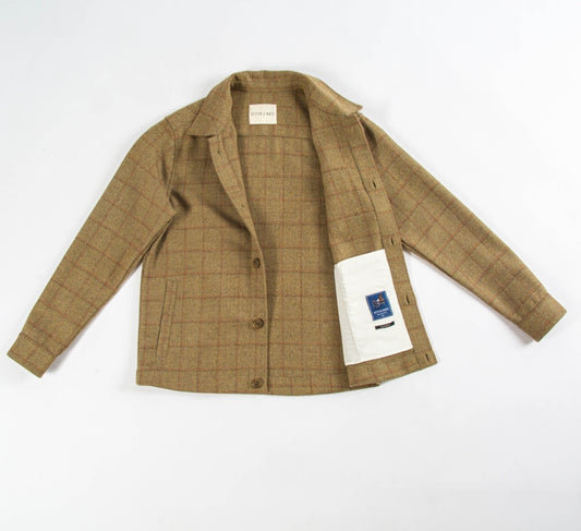 Double Grid Melange Wool Jacket, Olive