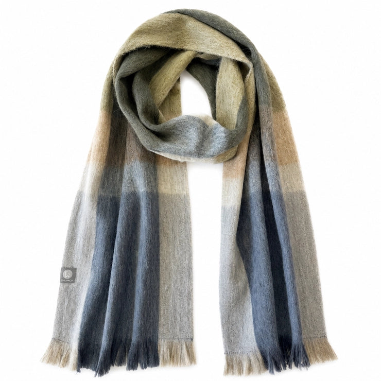 Alpaca Plaid Scarf, Olive