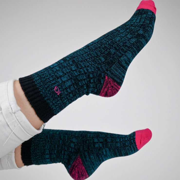 Thick Cotton Socks, Green&Pink