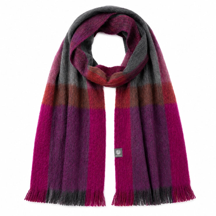 Alpaca Plaid Scarf, Peony