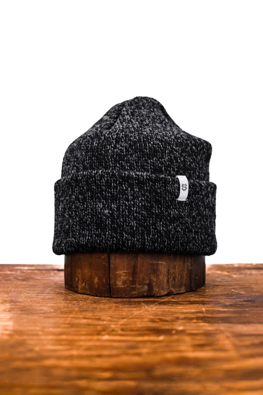 Melange Ragg Wool Beanie, Black