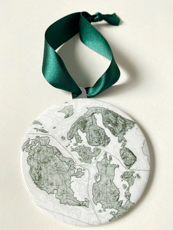 San Juan Islands Topo Map - Ornament