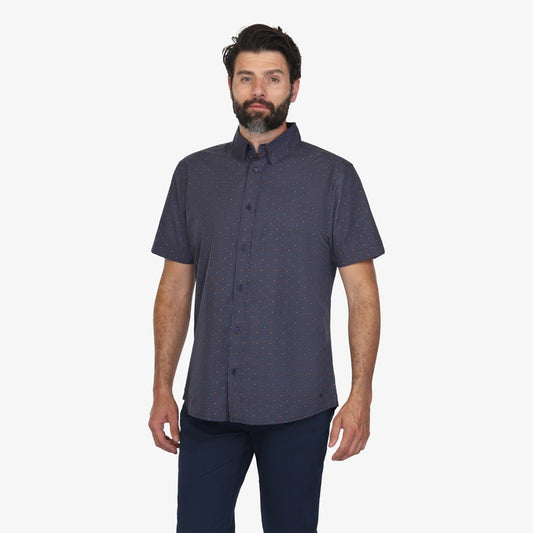 Short Sleeve Cotton Navy Dot Star Pattern