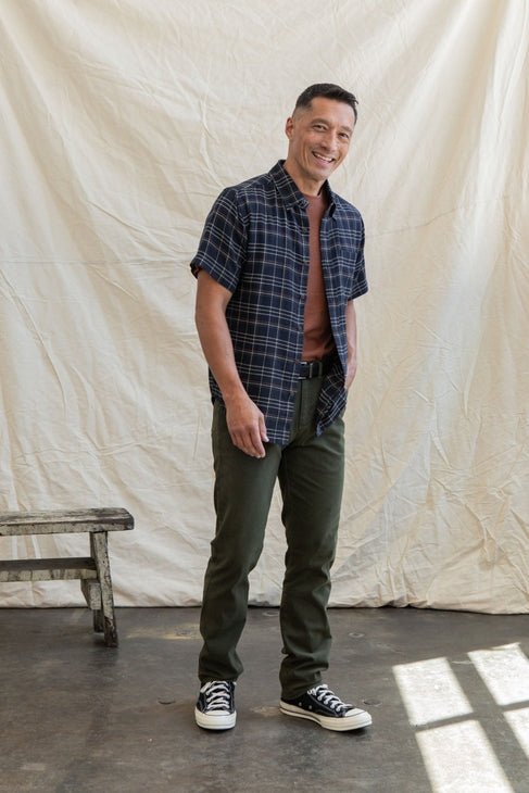 Jordan Slim Shirt in Dusk Herringbone Plaid