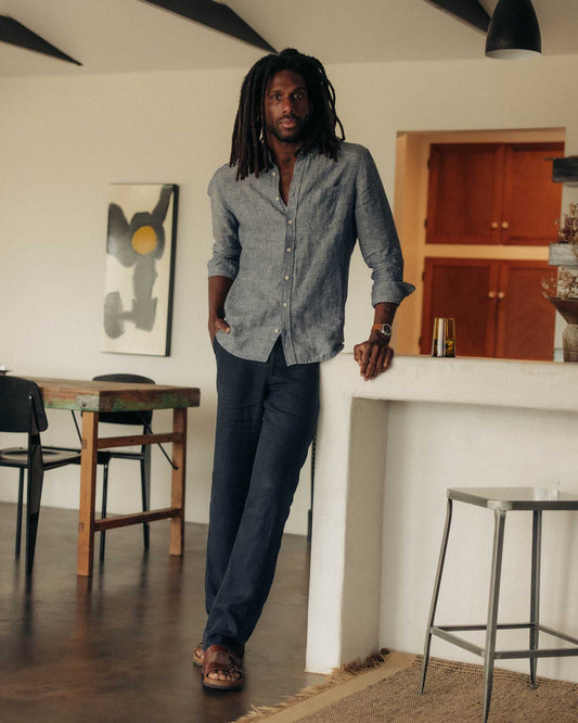 The Easy Pant, Navy Linen